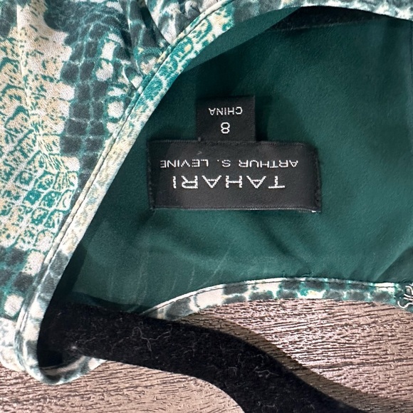 Tahari ASL Green Snake Print Maxi Dress - Picture 10 of 11